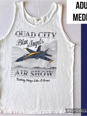 VTG Quad Cities Air Show Men’s Shirt 80’s Blue Angels Belton Tough Tank Size M